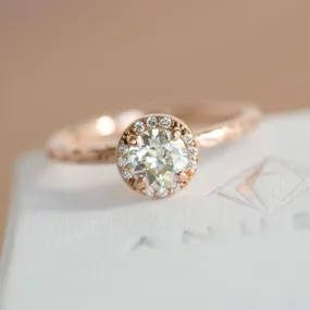 0.60ct Old European Cut Antique Diamond in Rose Gold Halo and Evergreen Band