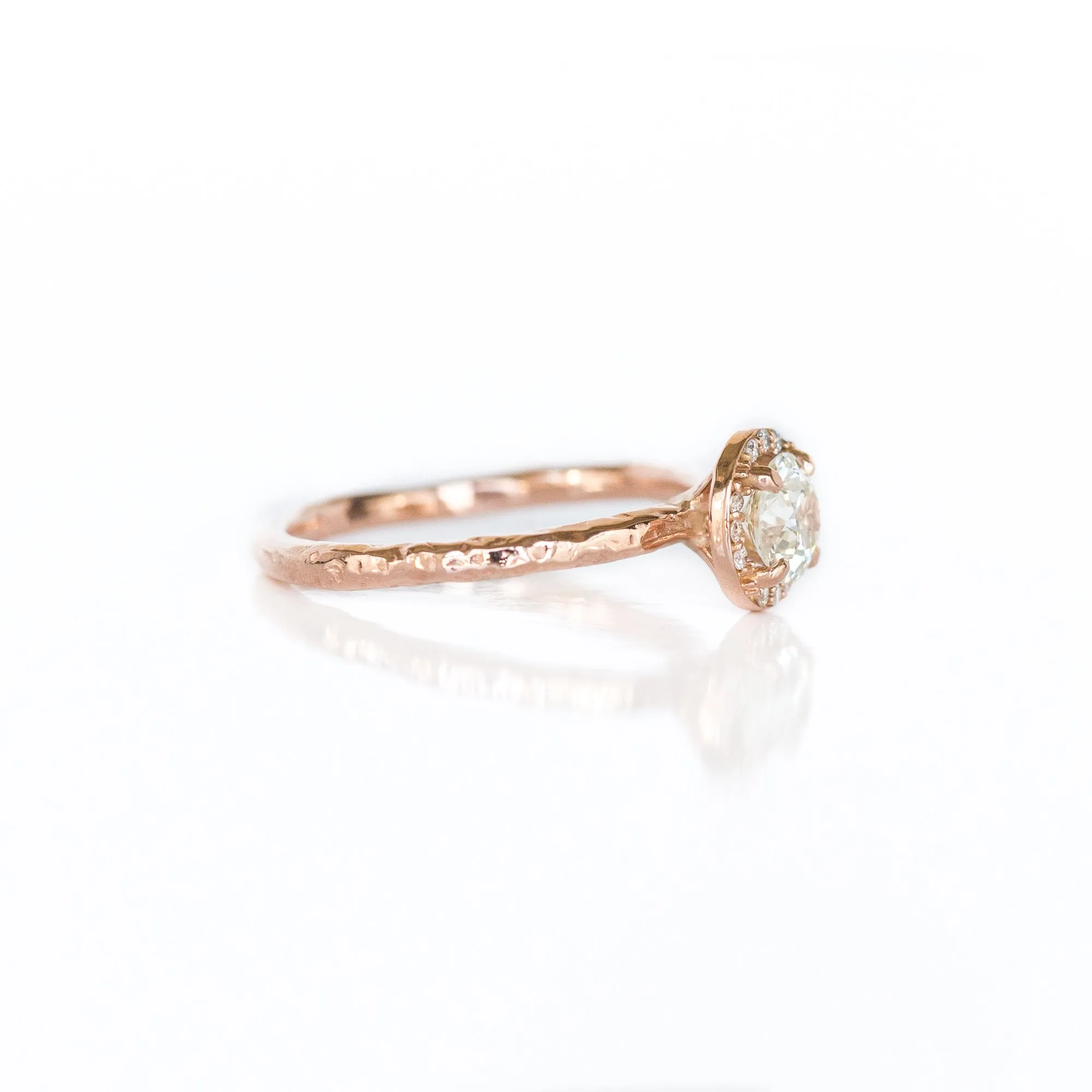 0.60ct Old European Cut Antique Diamond in Rose Gold Halo and Evergreen Band