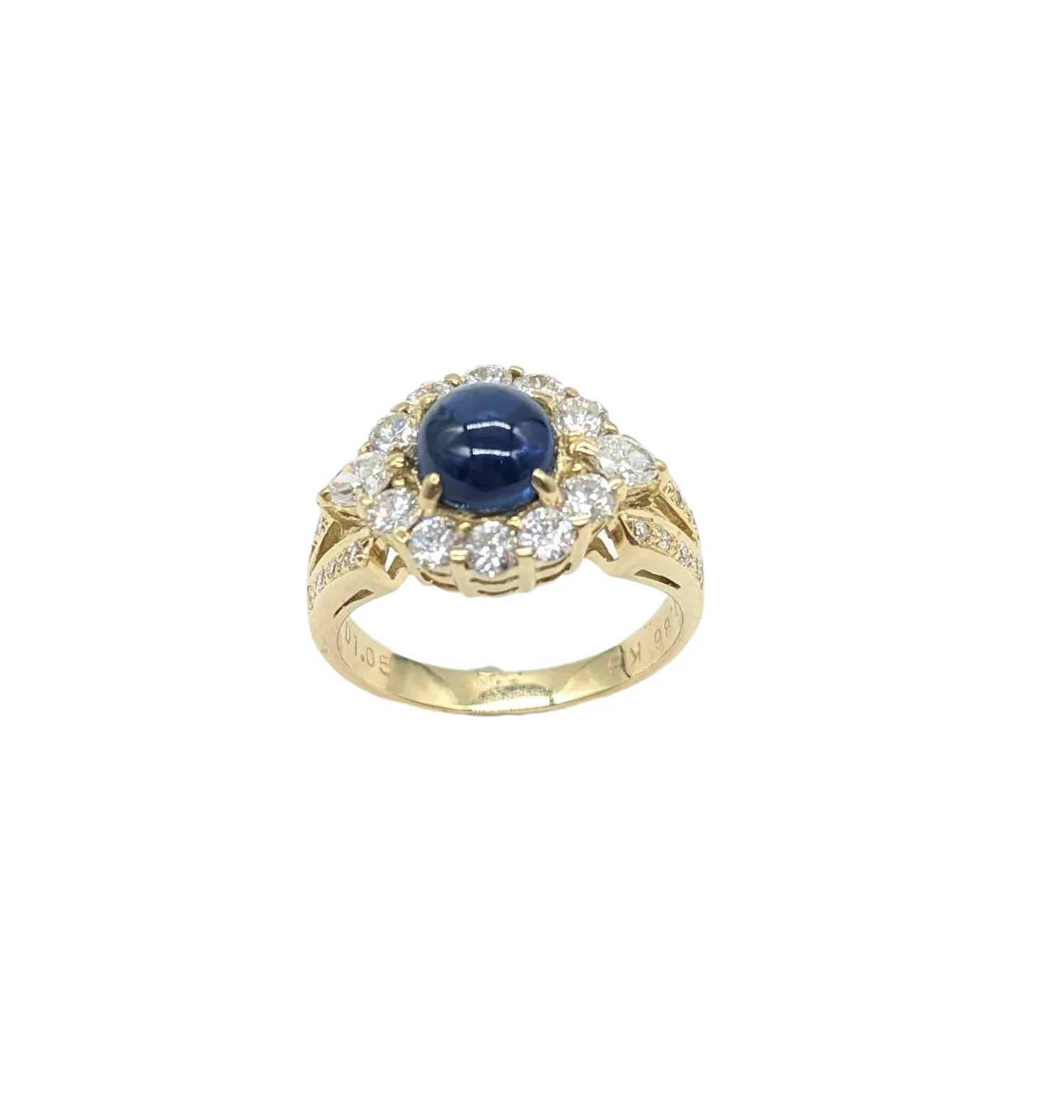 1.05 Carat Diamond and 1.86 Carat Sapphire Ring