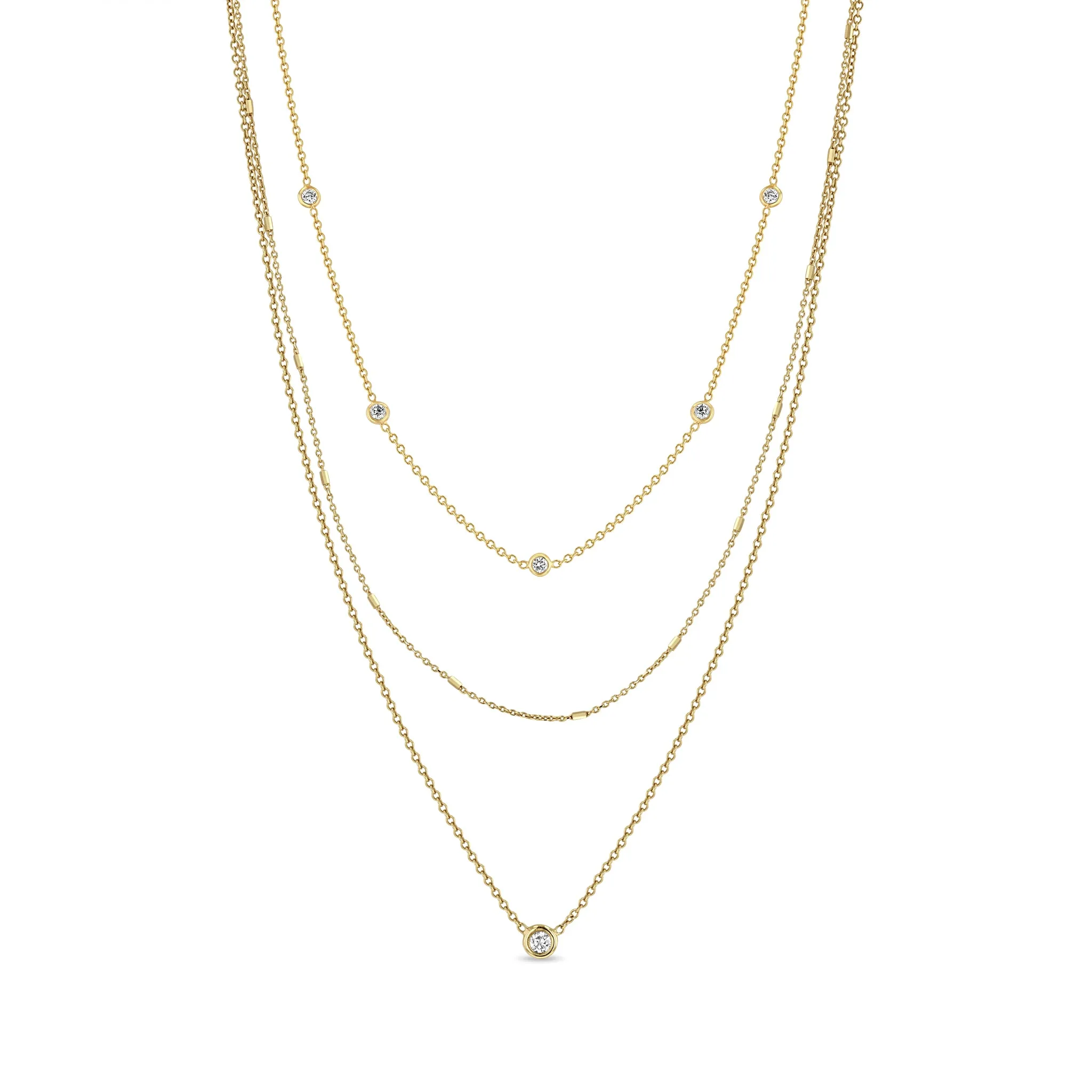 14k Delicate Floating Diamond Necklace Set