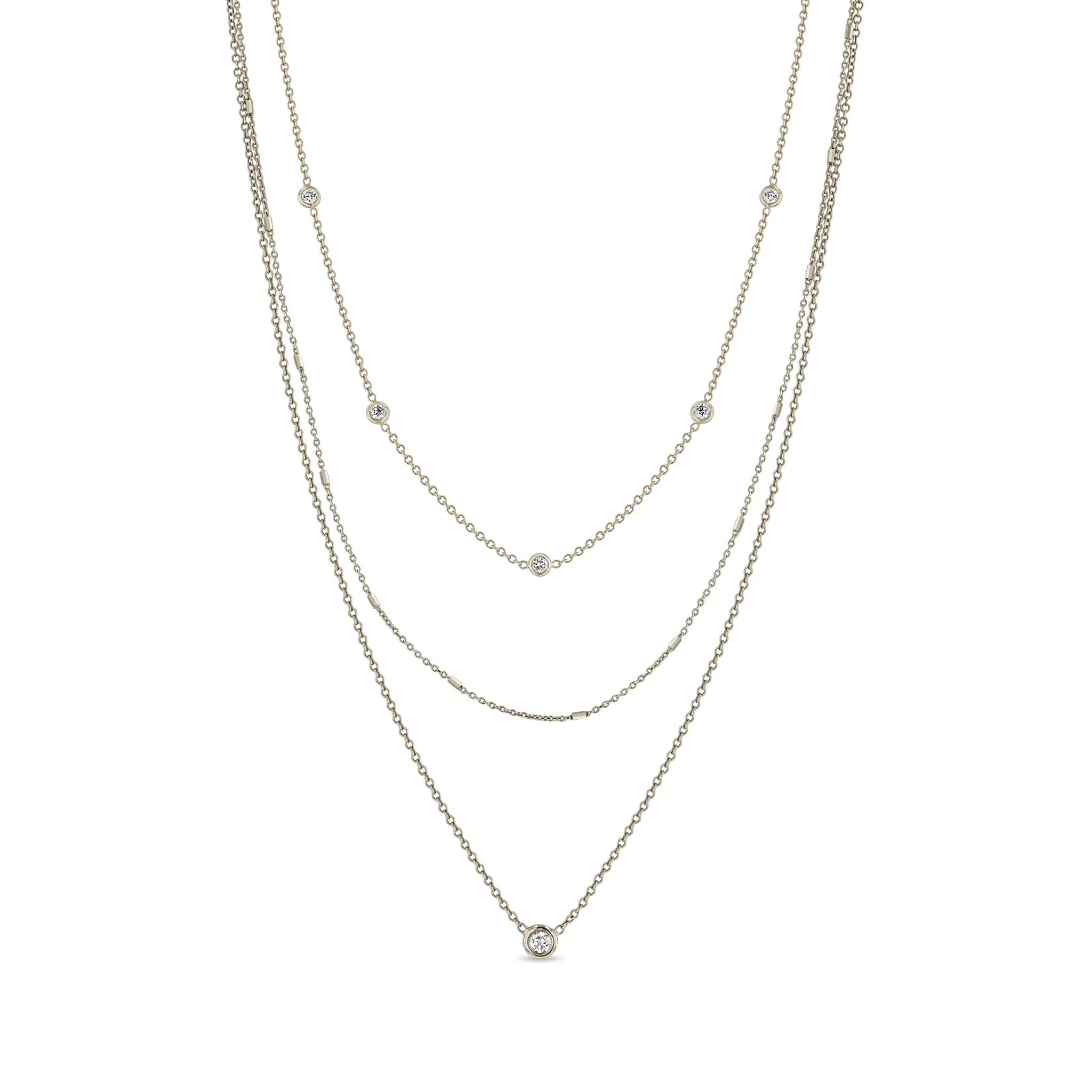 14k Delicate Floating Diamond Necklace Set