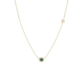 14k Emerald & Floating Diamond Necklace