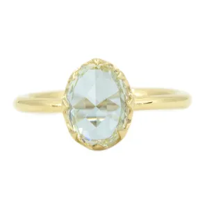 1.84ct Oval Rosecut Diamond Low Profile Six Prong Antique Style Ring in 14k Yellow Gold