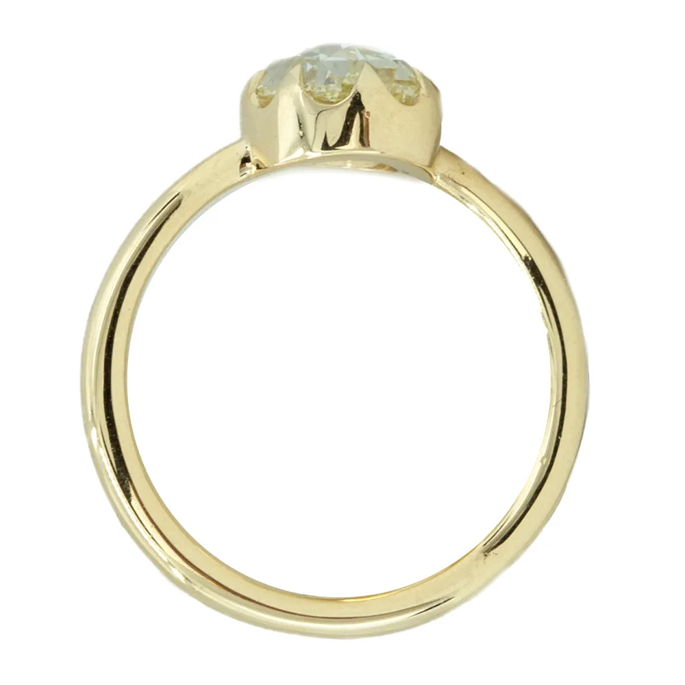 1.84ct Oval Rosecut Diamond Low Profile Six Prong Antique Style Ring in 14k Yellow Gold