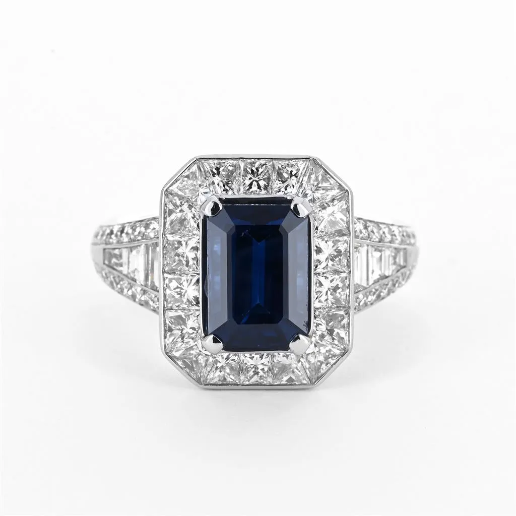 4.26ctw Emerald Sapphire   Diamond Cocktail Ring