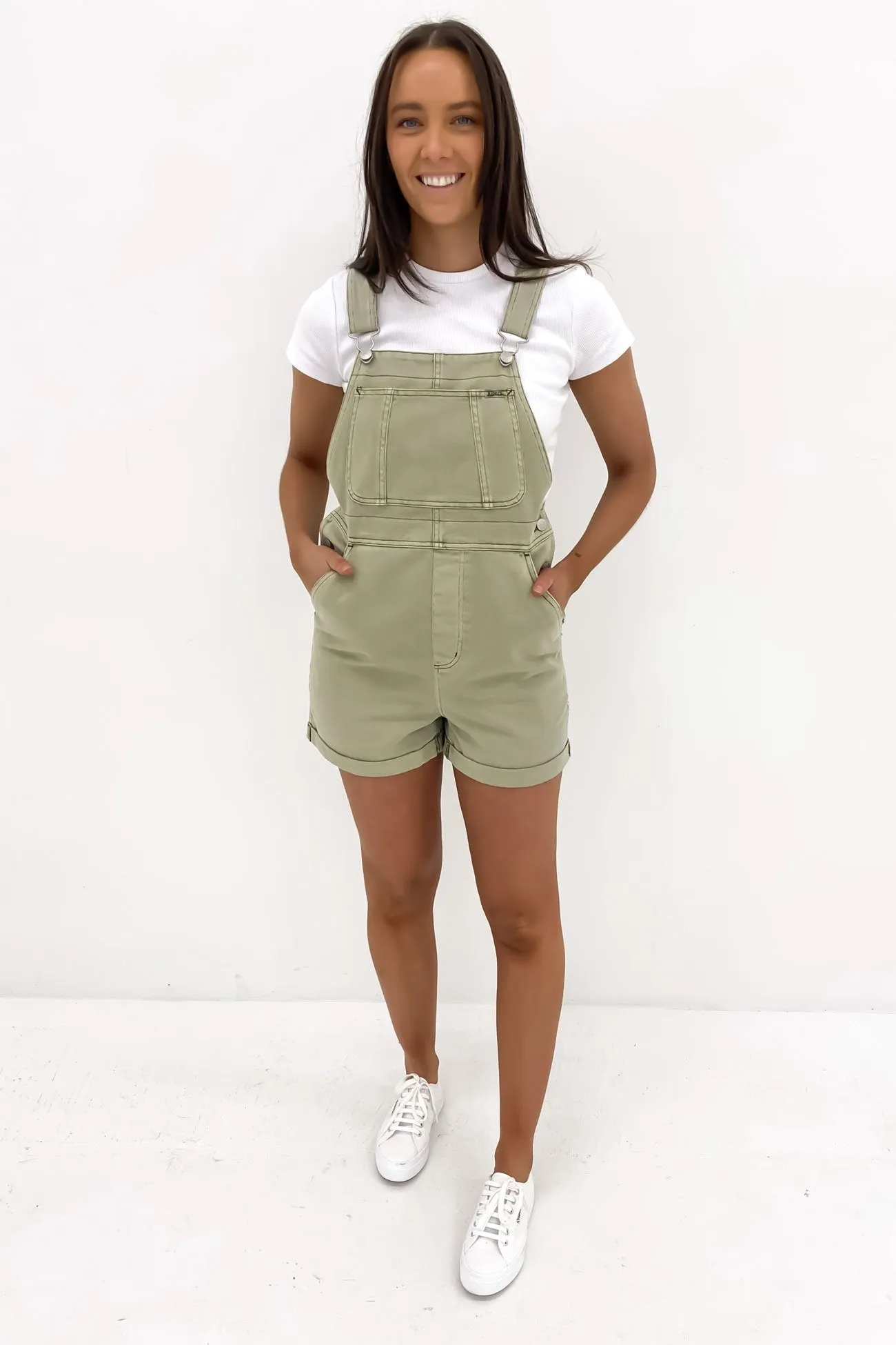 90s Dungaree Short Faded Thyme