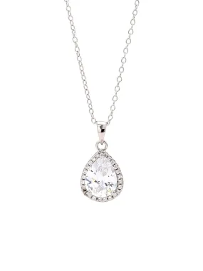 925 Silver 1.5 Carat American Diamond Pendant In Pear Shape Solitaire