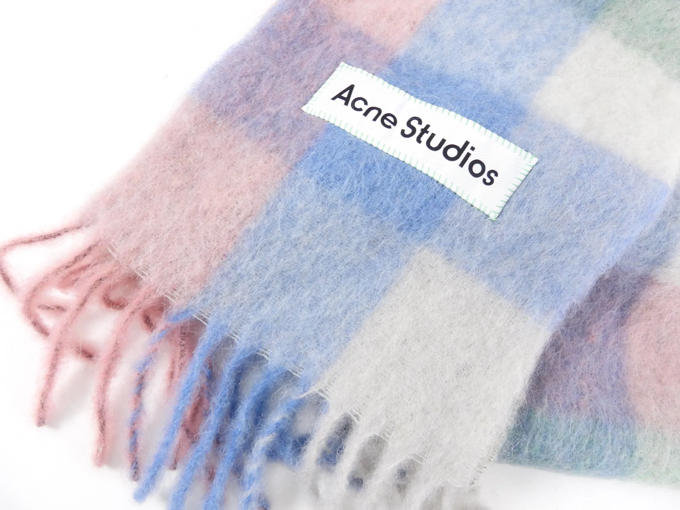 Acne Studios Mohair Check Fringe Scarf