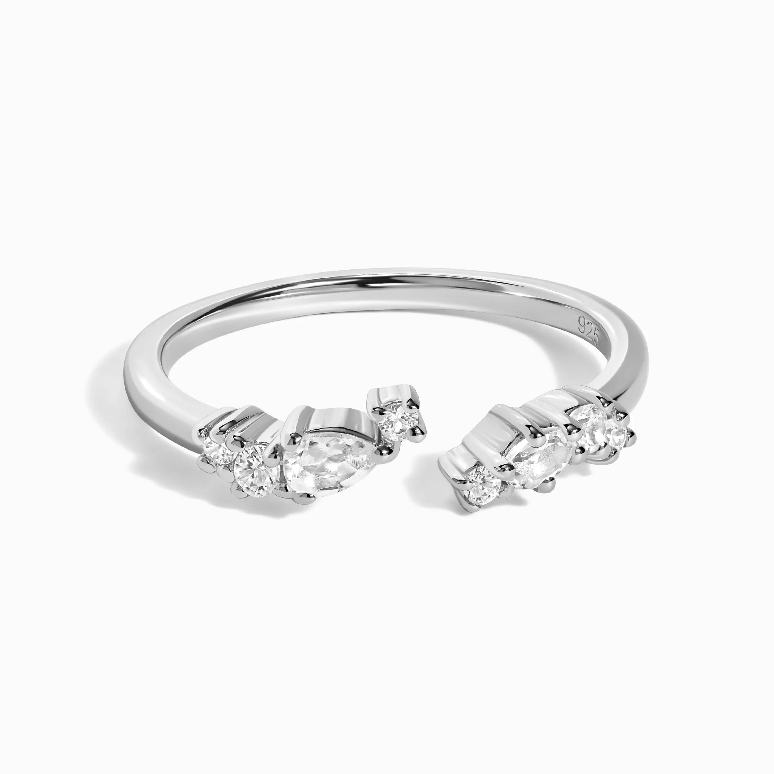 Adjustable White Topaz Ring Flourish - April Birthstone