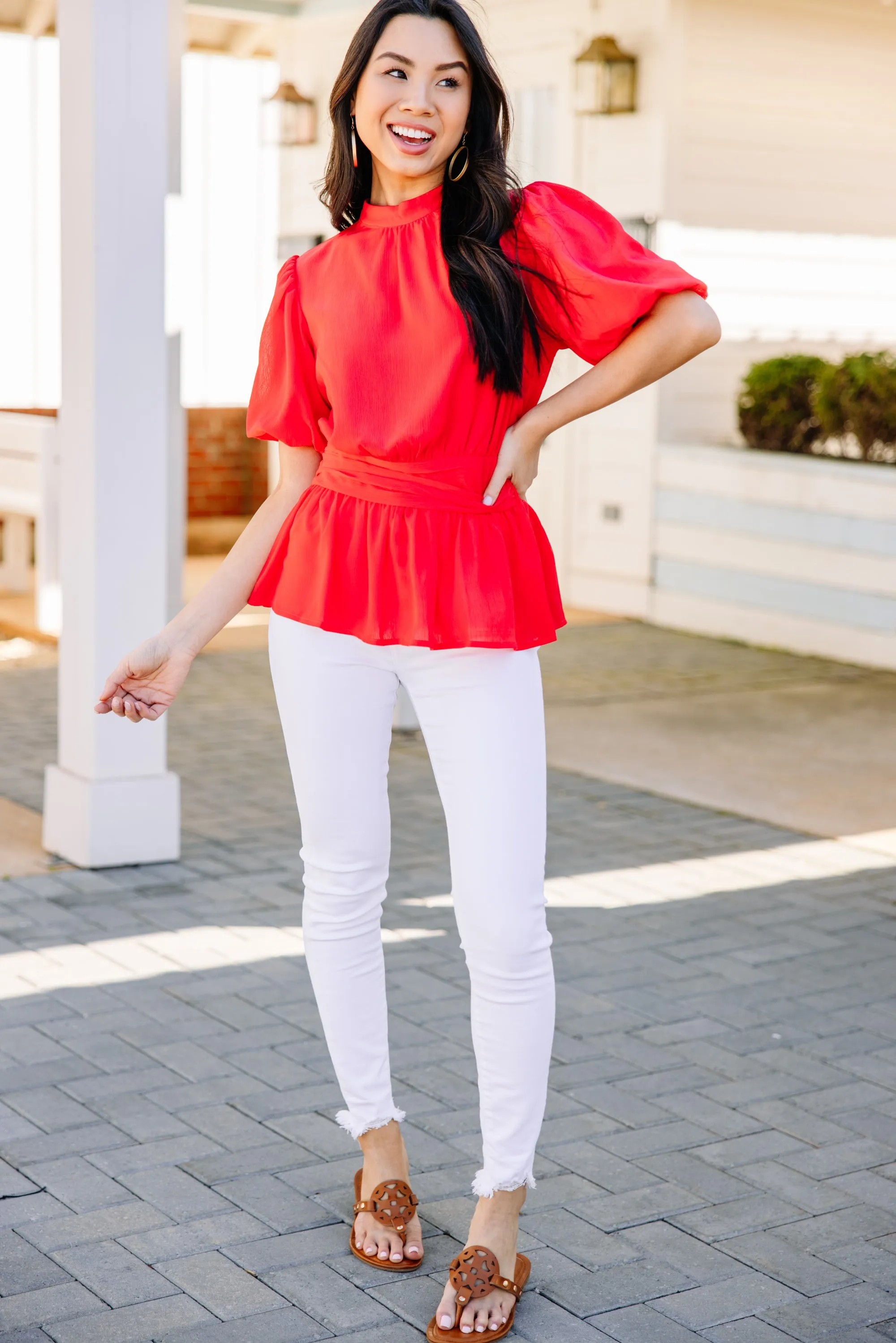 All That You Are Red Puff Sleeve Top