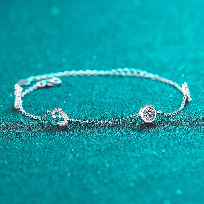 Alphanumeric Number One and Three Moissanite Bracelet