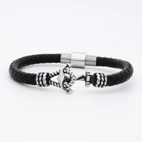 Anchor Braided Leather Bracelet