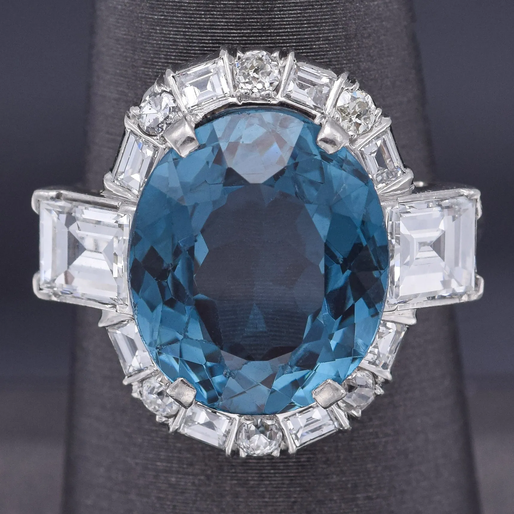 Antique Platinum 8.38Ct London Blue Topaz & 2.10TCW Diamond Cocktail Ring G/H VS