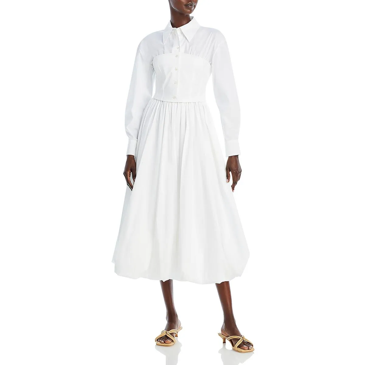 A.W.A.K.E MODE Womens Puff Collar Midi Dress