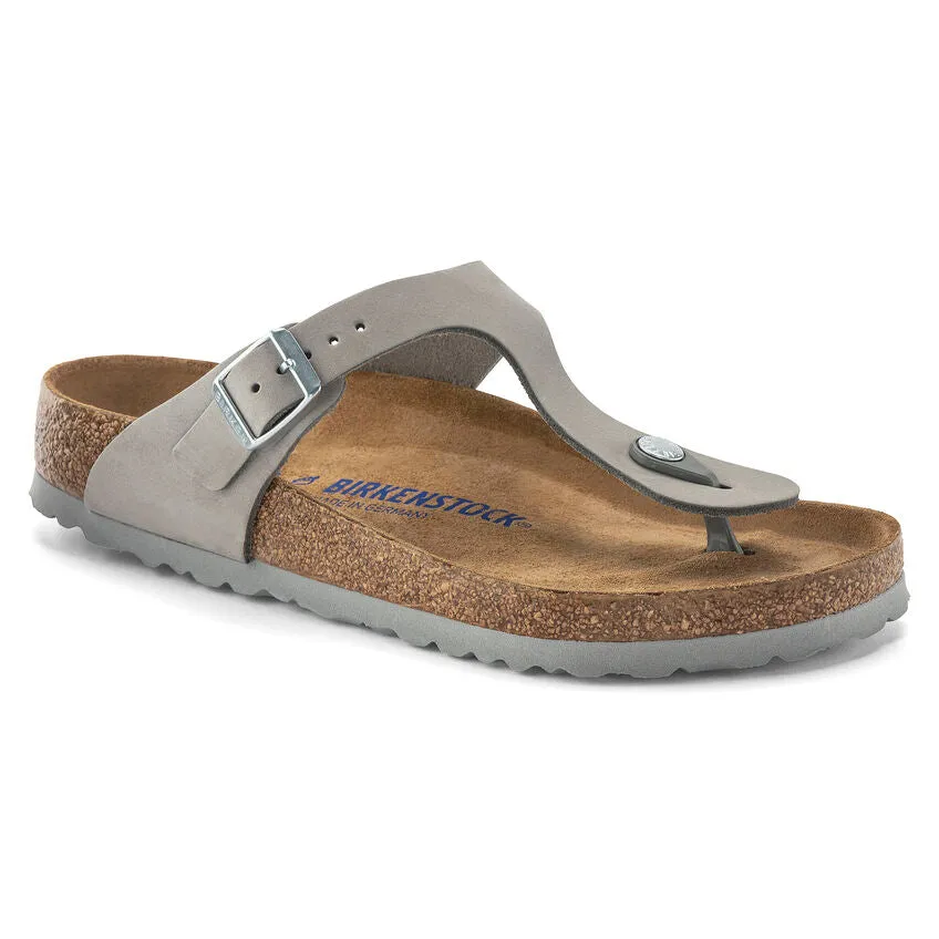 Birkenstock Women's Gizeh Soft Footbed Nubuck Leather (Dove Gray - Wide Fit)