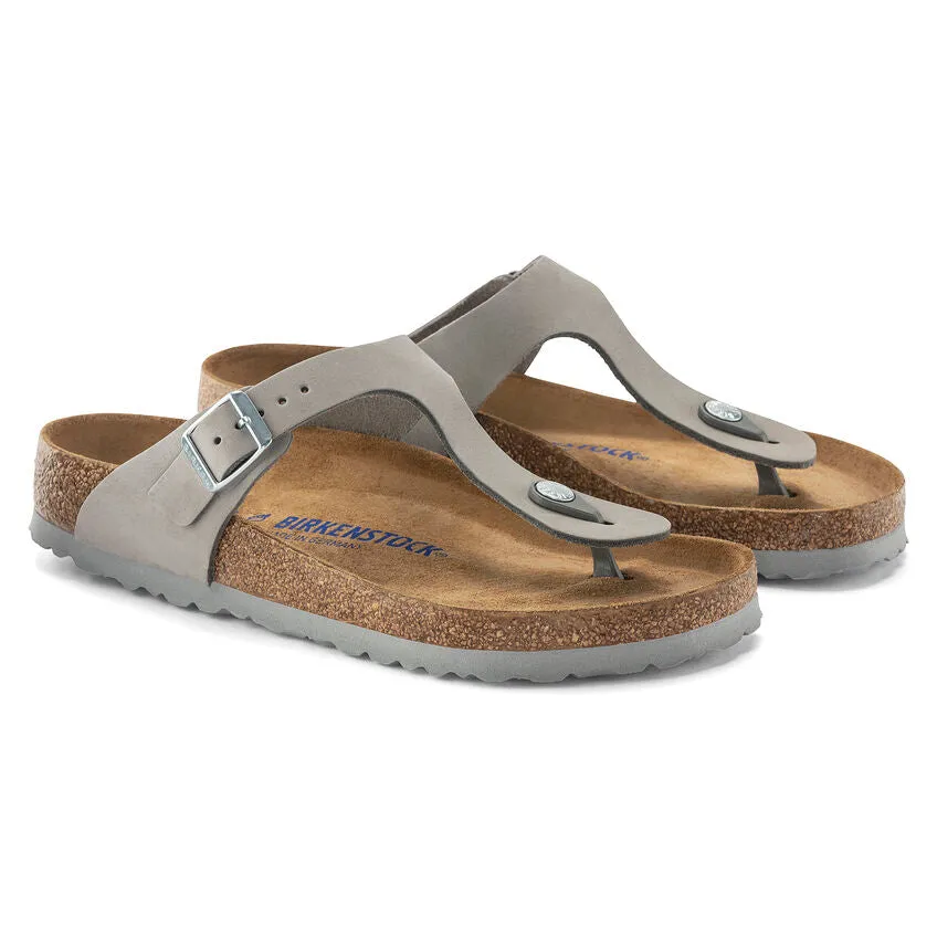 Birkenstock Women's Gizeh Soft Footbed Nubuck Leather (Dove Gray - Wide Fit)