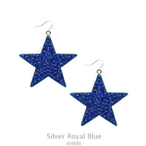 Blue Bling Rhinestone STAR Earrings