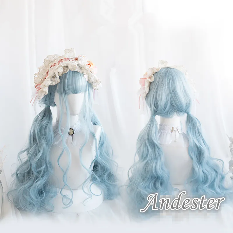 Blue Lolita Long Curly Wig AD11702