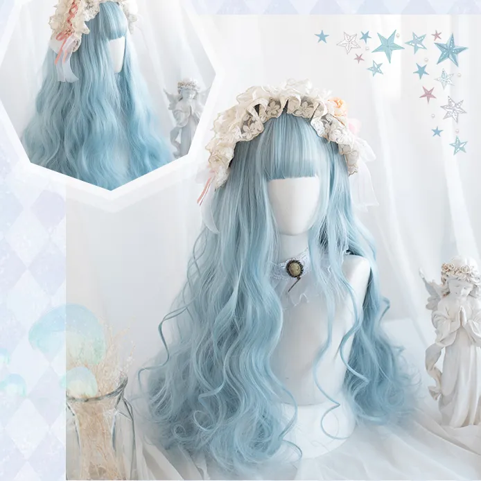 Blue Lolita Long Curly Wig AD11702