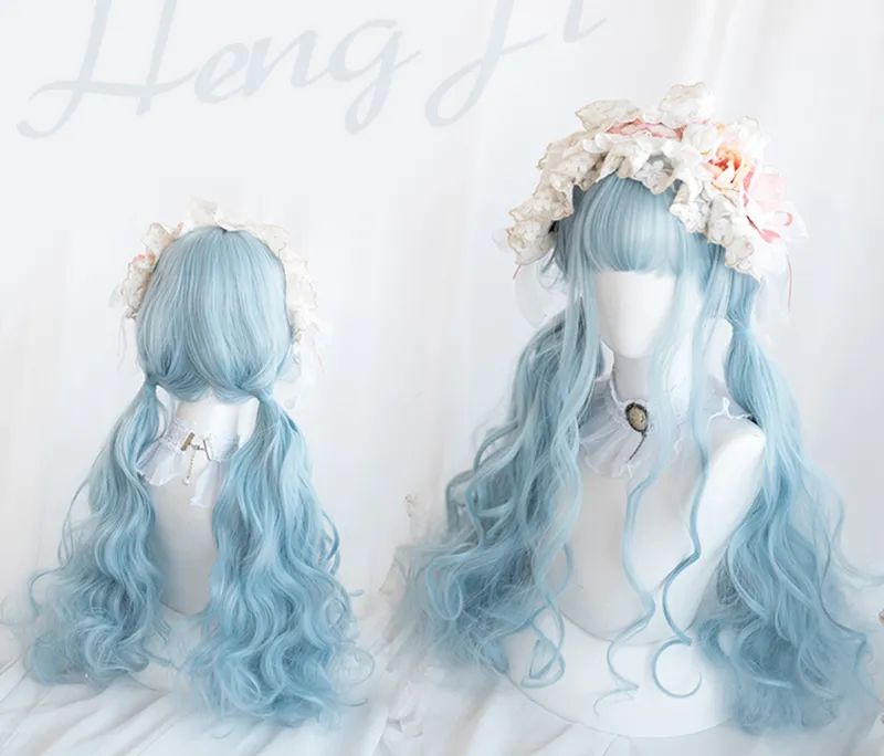 Blue Lolita Long Curly Wig AD11702