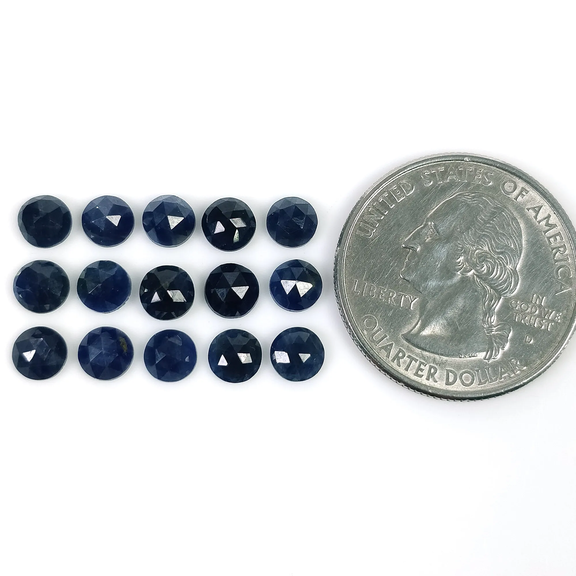 BLUE SAPPHIRE Gemstone Cut : 10.15cts Natural Untreated Unheated Sapphire Rose Cut Round Shape 5mm 15pcs