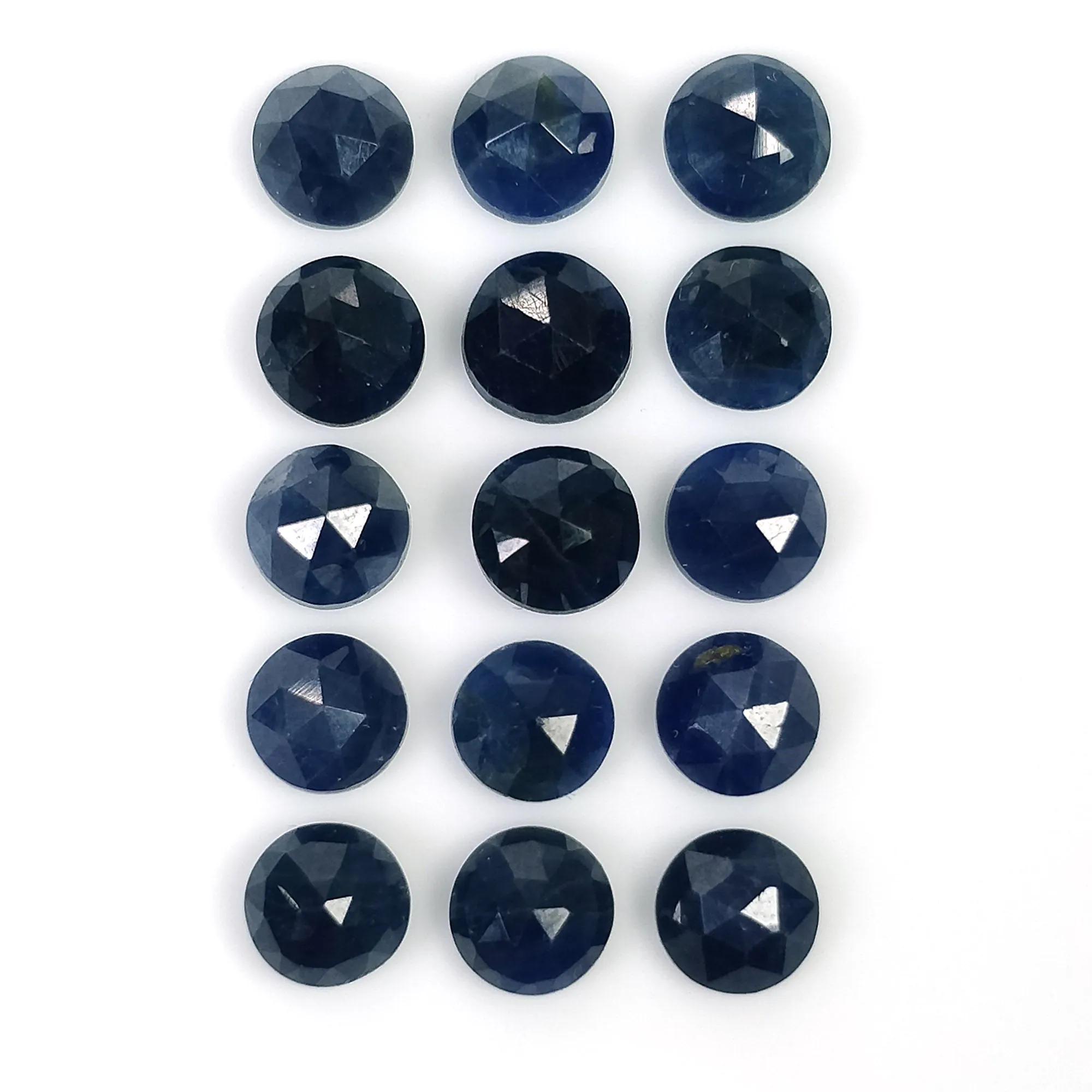 BLUE SAPPHIRE Gemstone Cut : 10.15cts Natural Untreated Unheated Sapphire Rose Cut Round Shape 5mm 15pcs