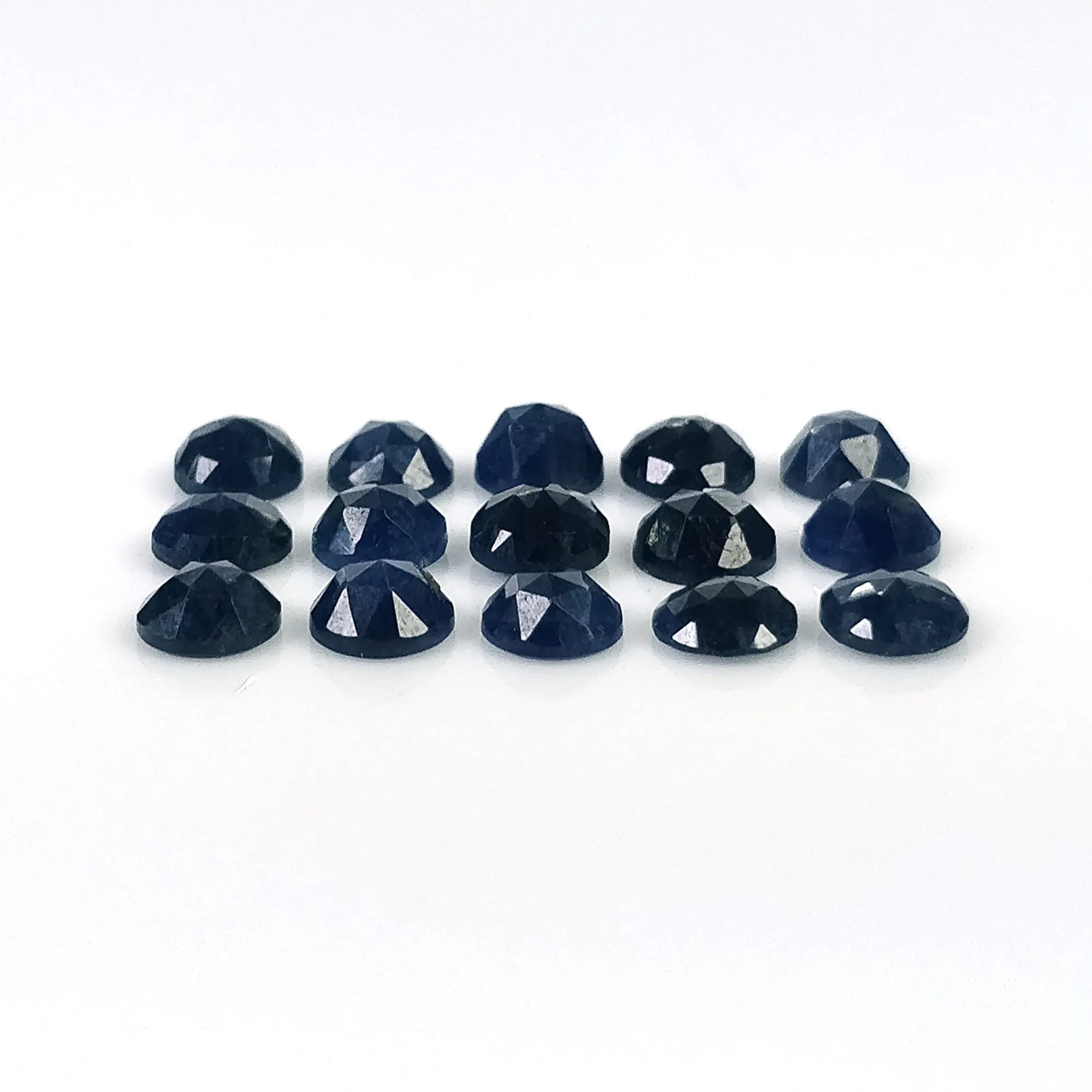 BLUE SAPPHIRE Gemstone Cut : 10.15cts Natural Untreated Unheated Sapphire Rose Cut Round Shape 5mm 15pcs