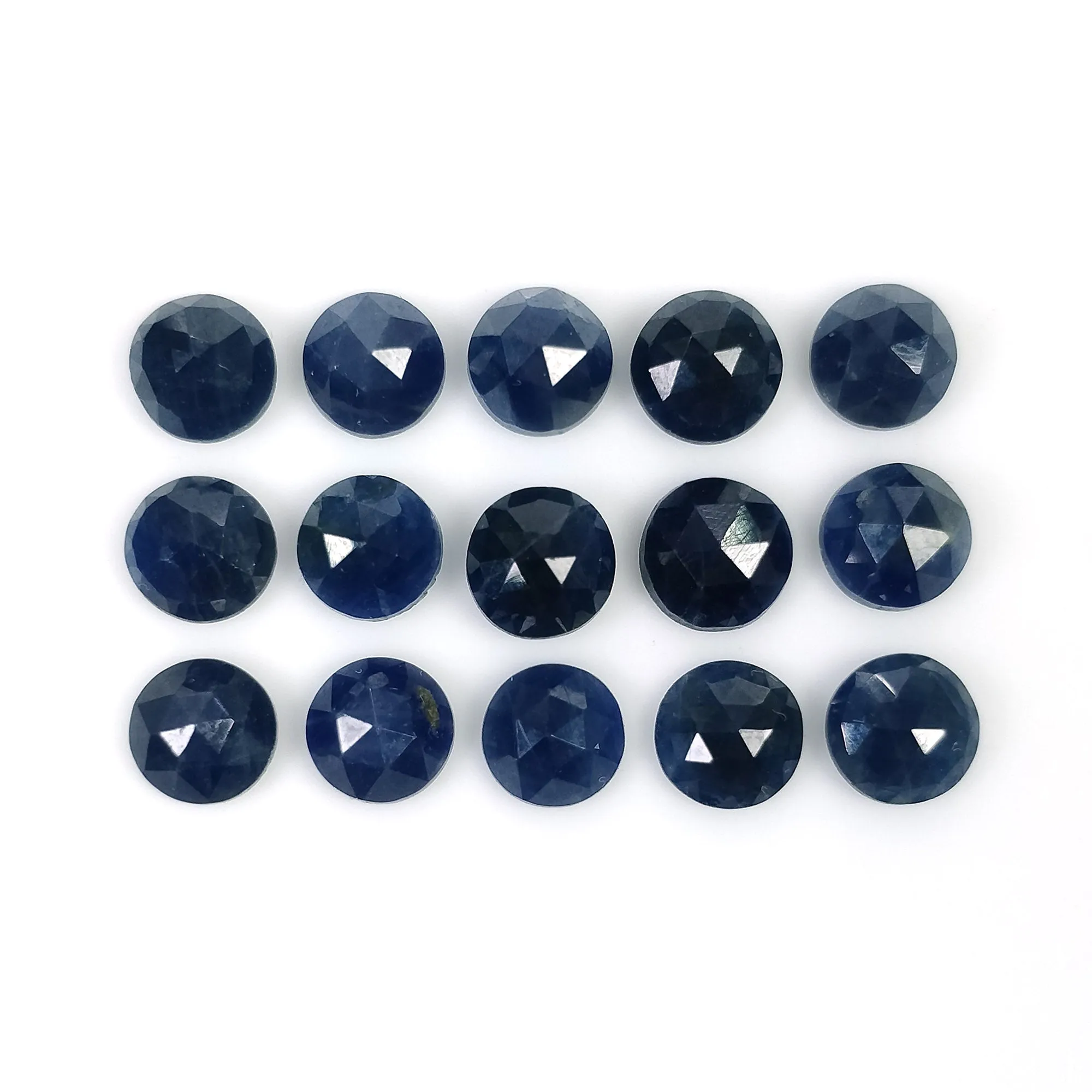 BLUE SAPPHIRE Gemstone Cut : 10.15cts Natural Untreated Unheated Sapphire Rose Cut Round Shape 5mm 15pcs