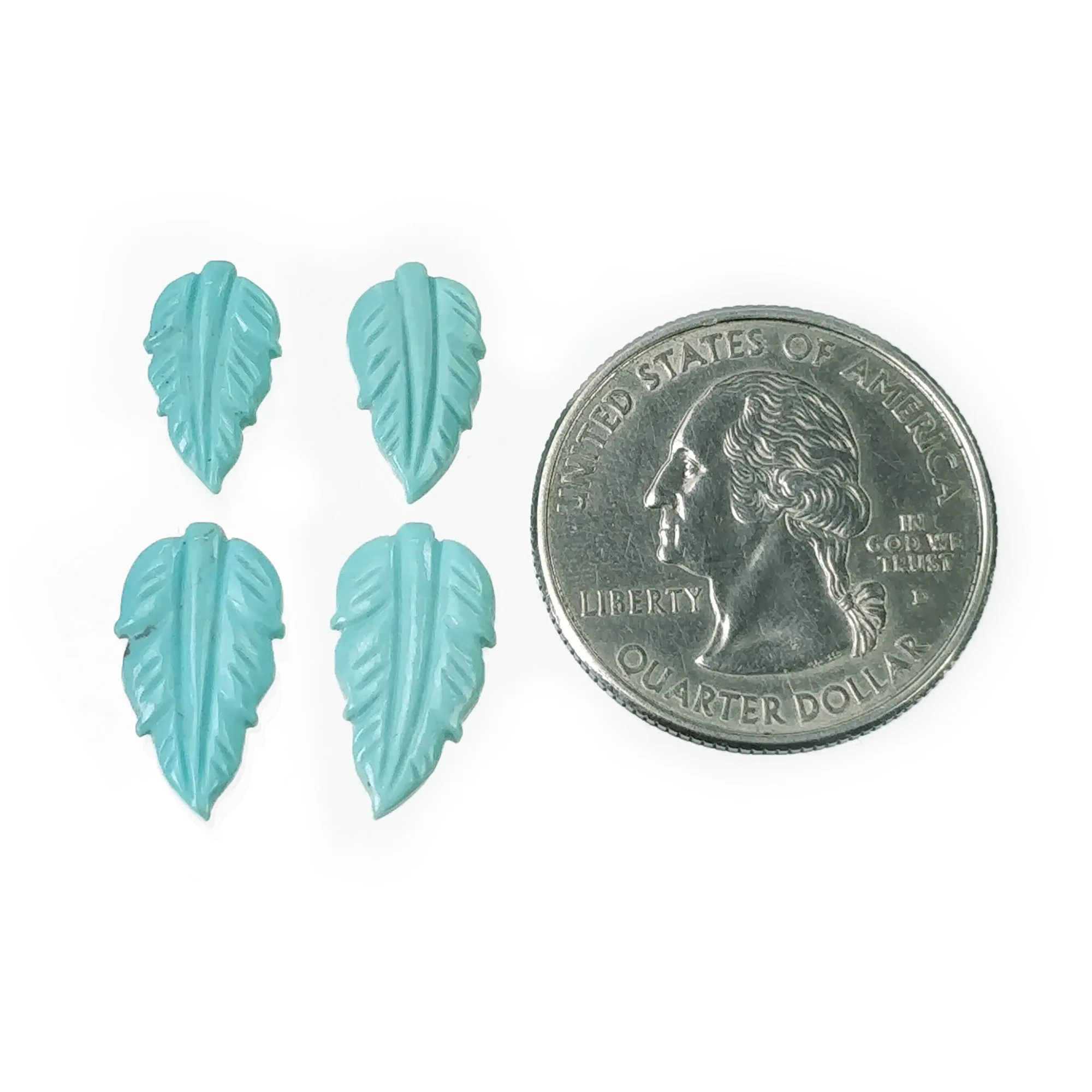 Blue TURQUOISE Gemstone Carving : 21.90cts Natural Sleeping Beauty Arizona Turquoise Hand Carved LEAVES 13*7.5mm - 15.5*9mm 4pcs