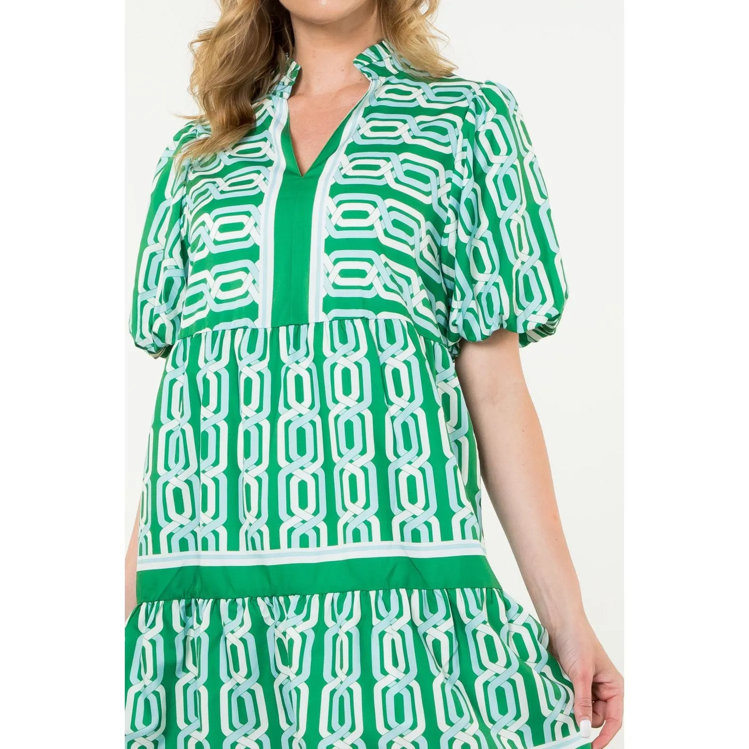 Brooke Puff Sleeve Pattern Midi THML Dress