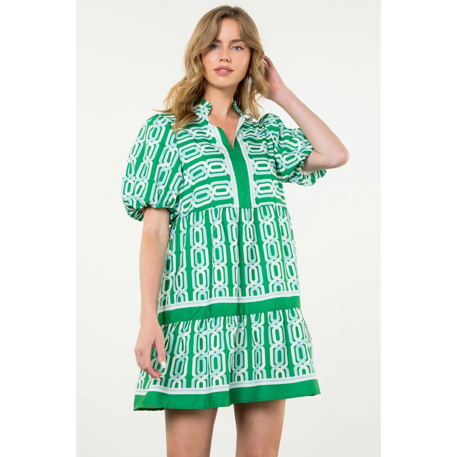 Brooke Puff Sleeve Pattern Midi THML Dress