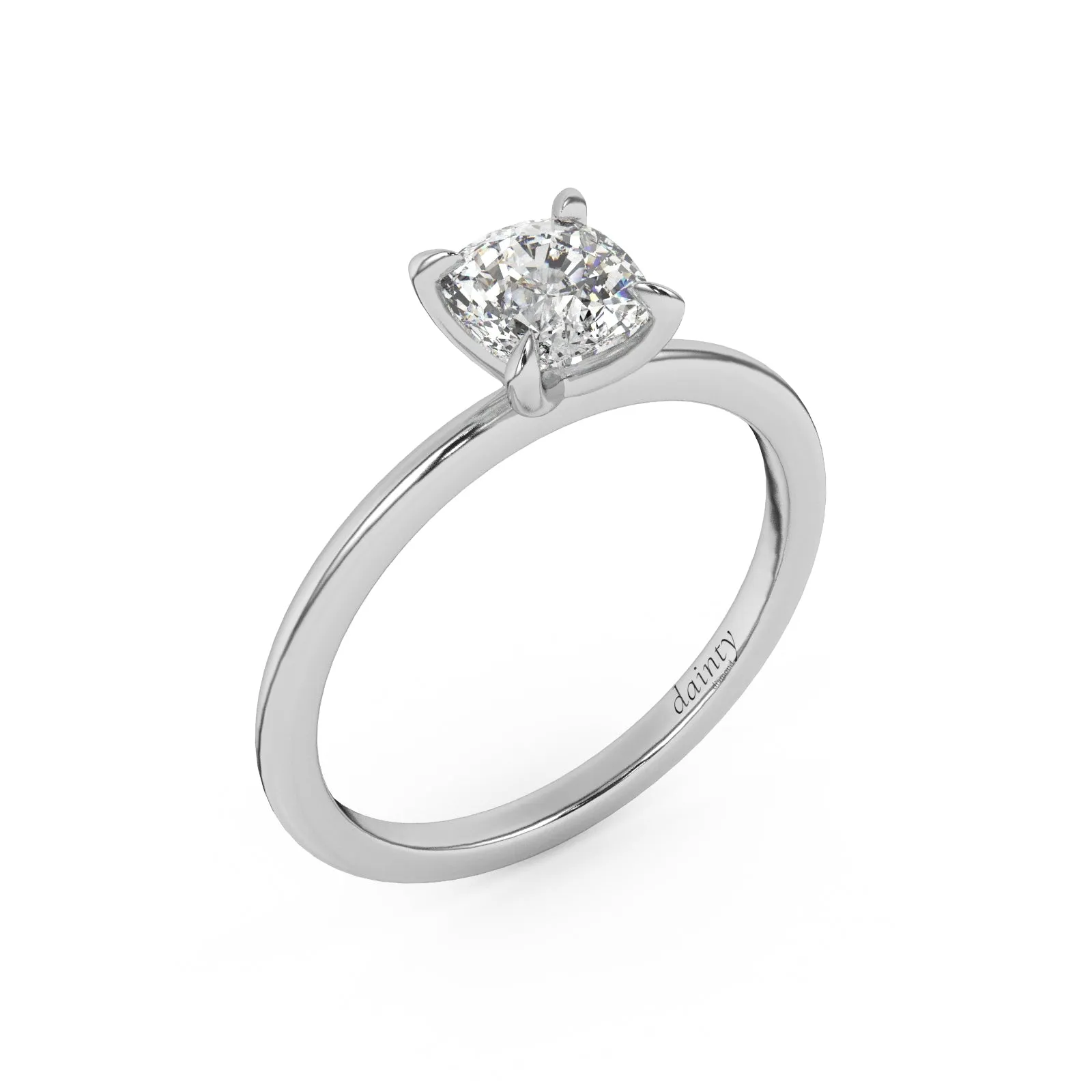 Classic Cushion Cut Solitaire Engagement Ring