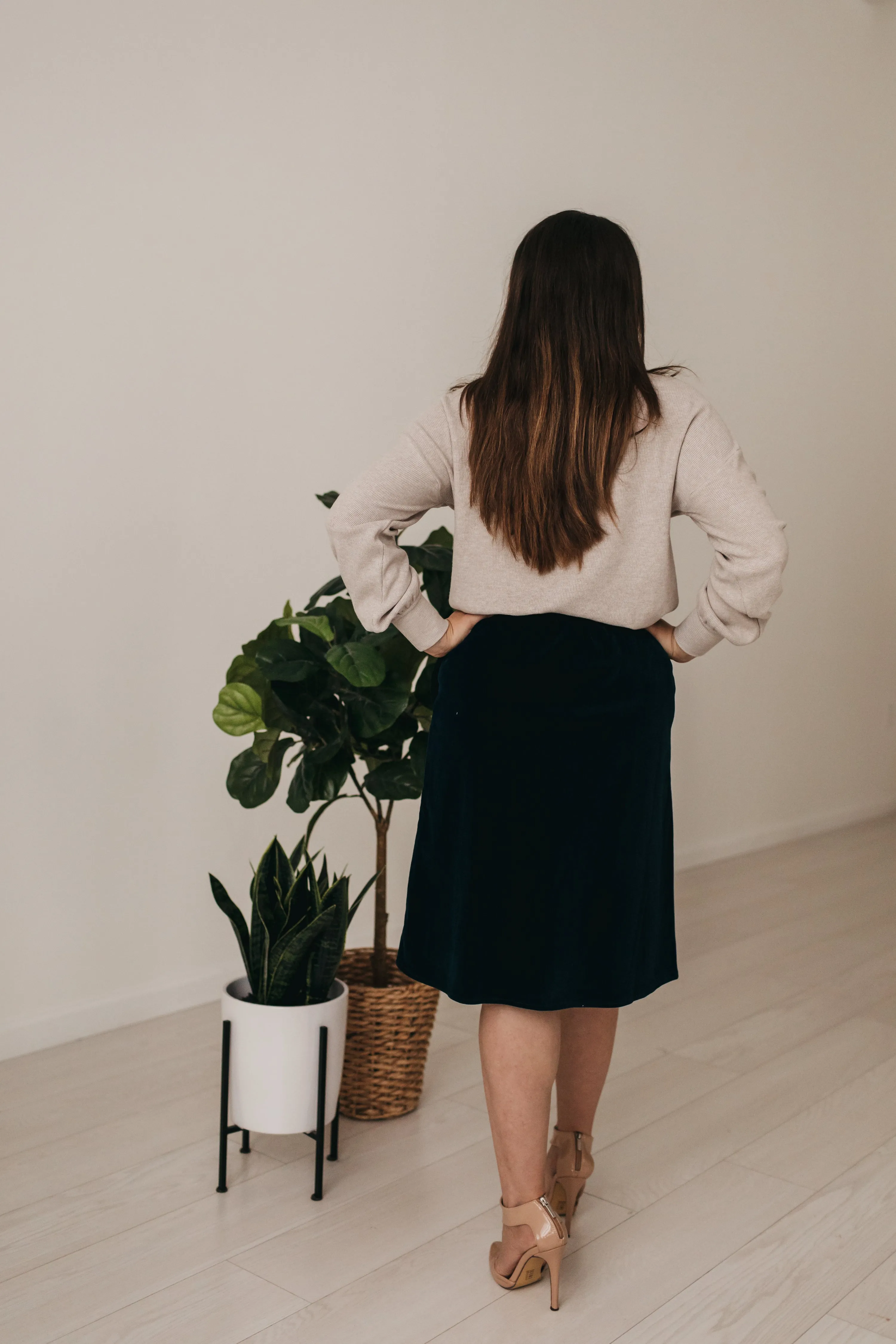 Corduroy Button Down Skirt in Dark Emerald (XS-XXL)