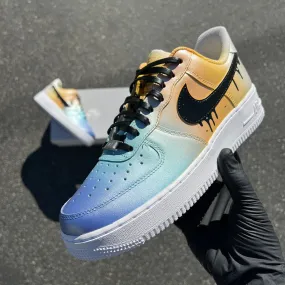 Custom Hand Painted Ombre Gradient Swoosh Drip Nike Air Force 1