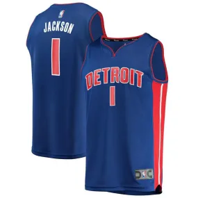 Detroit Pistons Reggie Jackson Fanatics Branded Replica Fast Break Icon Jersey Kids - Blue | Ireland F4722R6