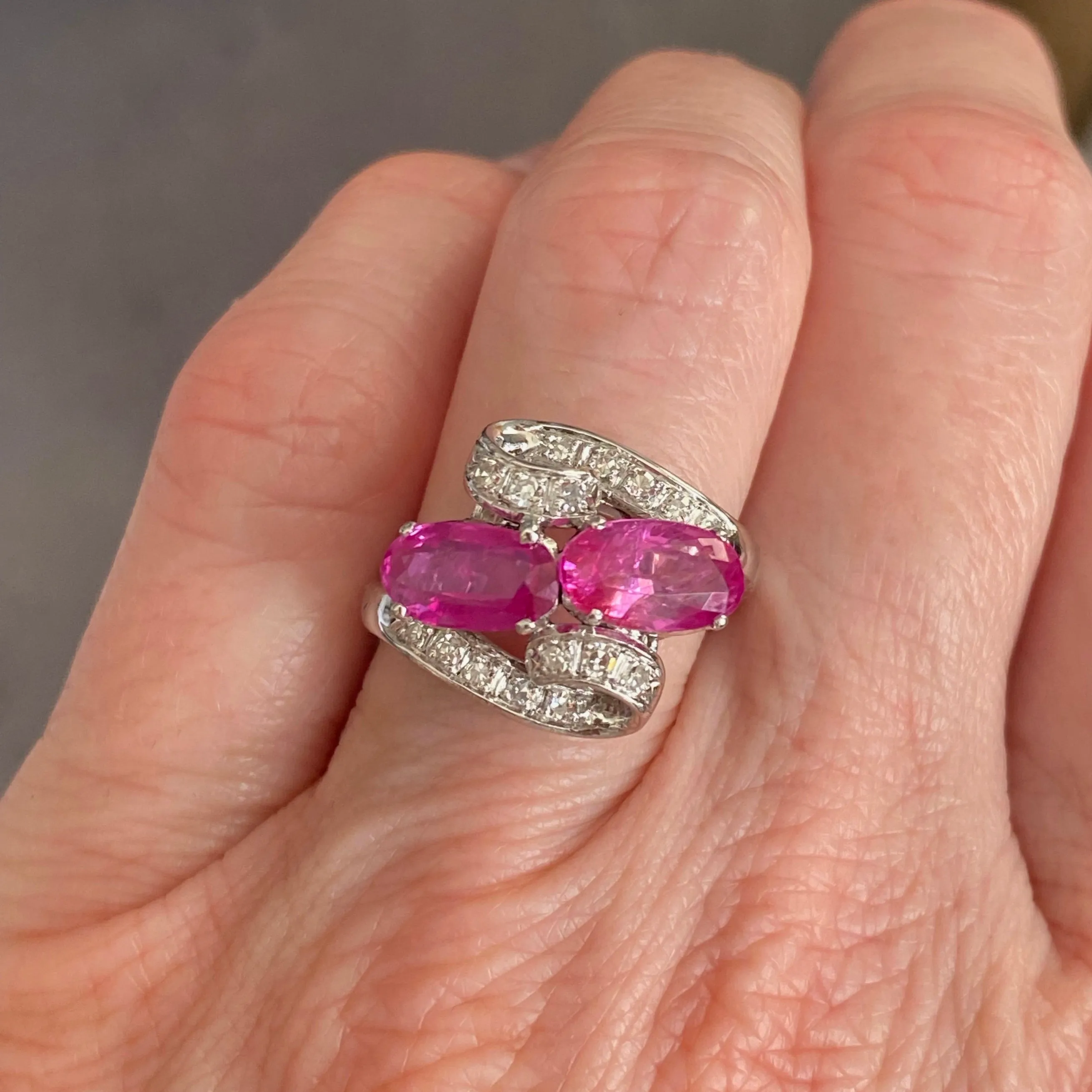 Edwardian GIA No Heat Pink Sapphire and Diamond Ring