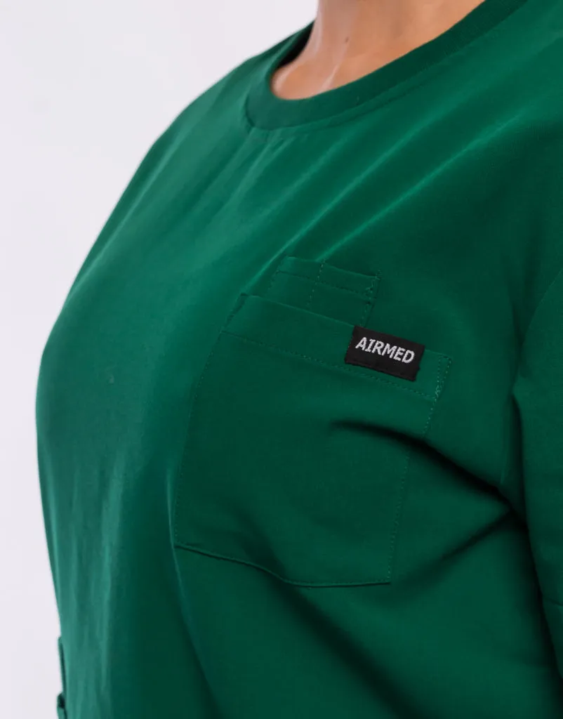 Essential Crewneck Scrub Top - Evergreen