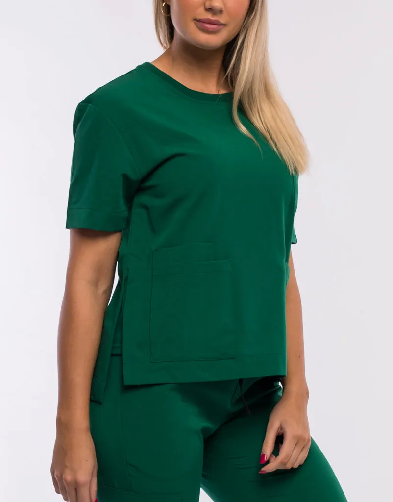 Essential Crewneck Scrub Top - Evergreen