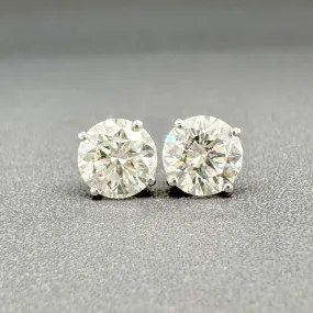 Estate 14K W Gold 2ctw Diamond Stud Earrings I/SI2