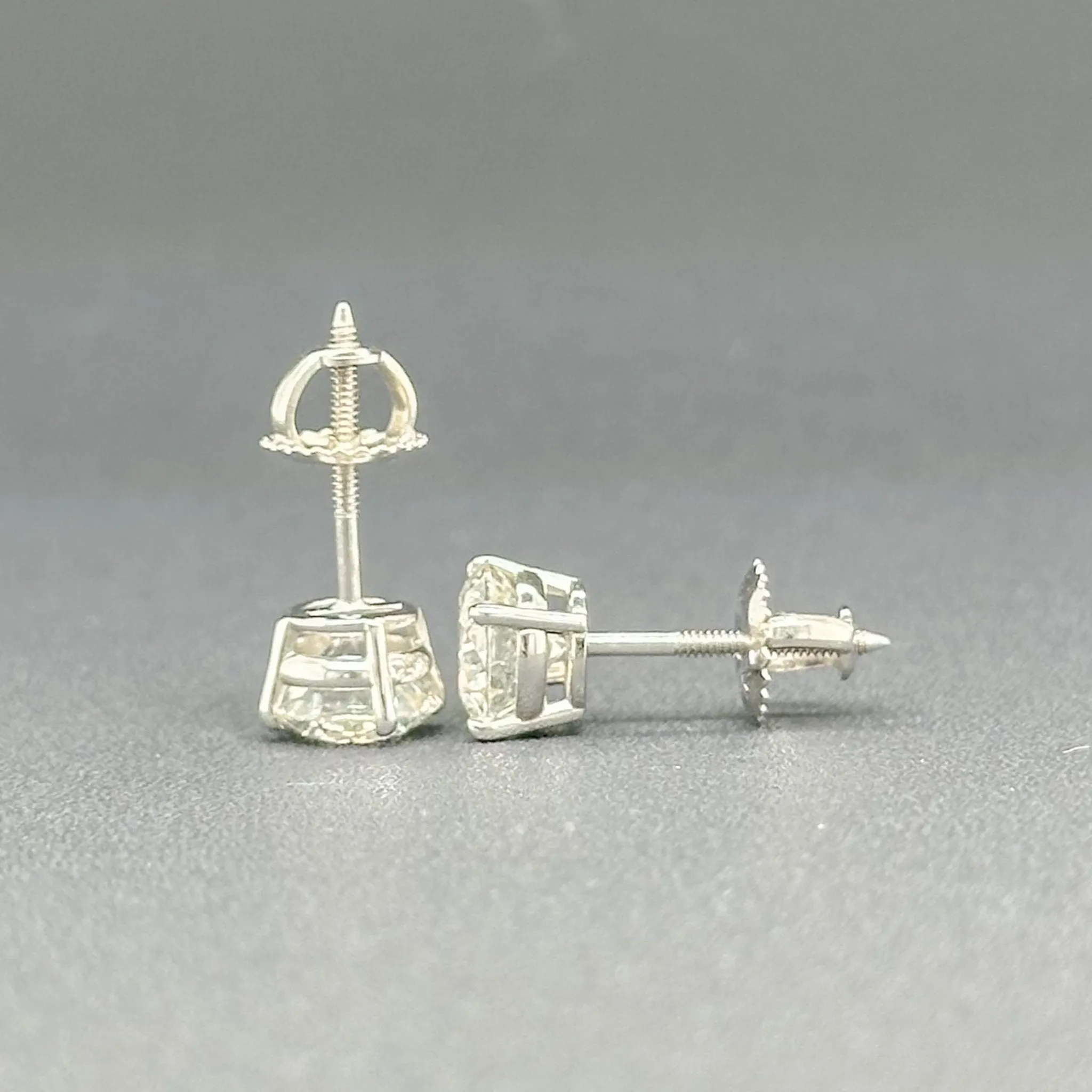 Estate 14K W Gold 2ctw Diamond Stud Earrings I/SI2