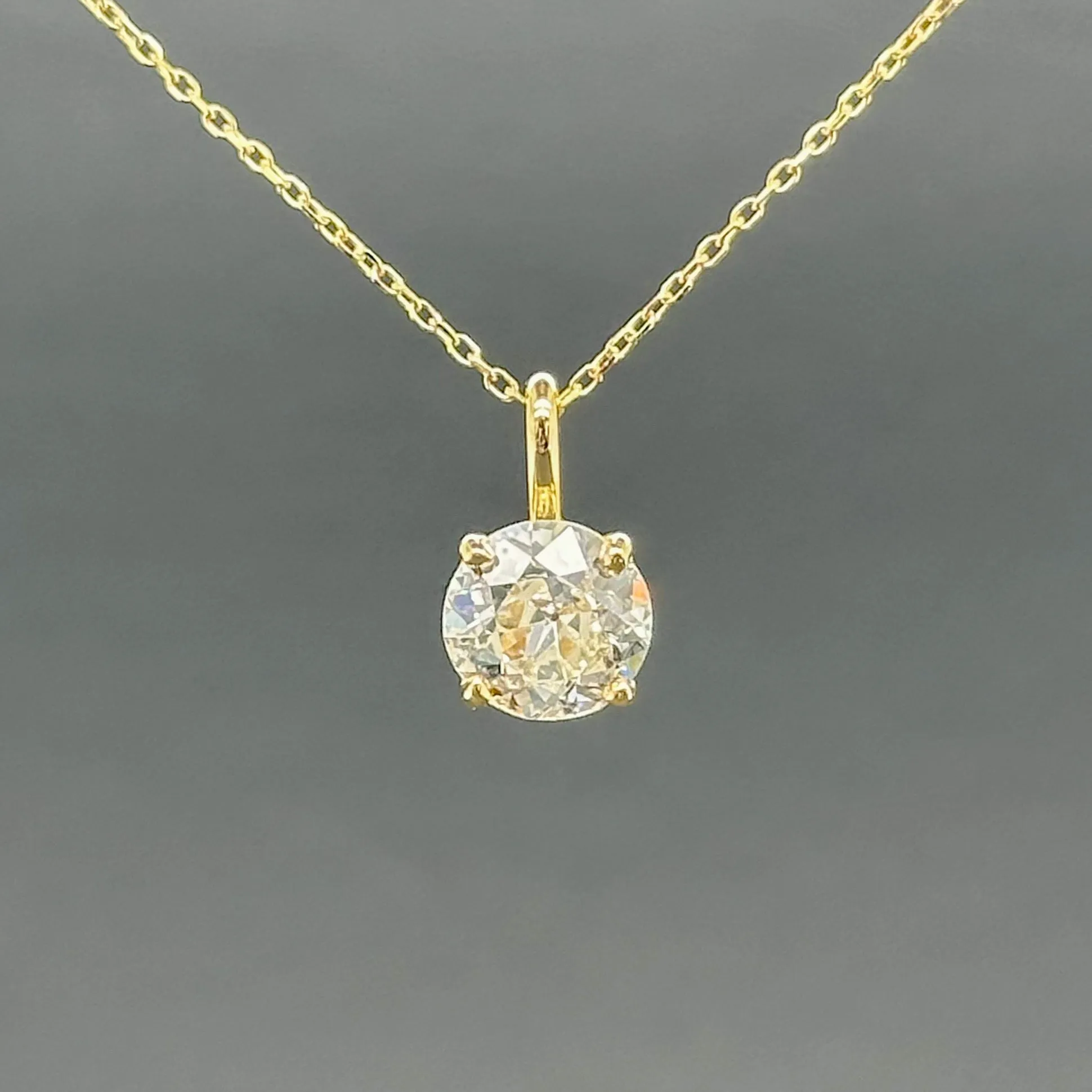 Estate 14K Y Gold 1.15ct H/SI2 OEC Diamond Solitaire Pendant