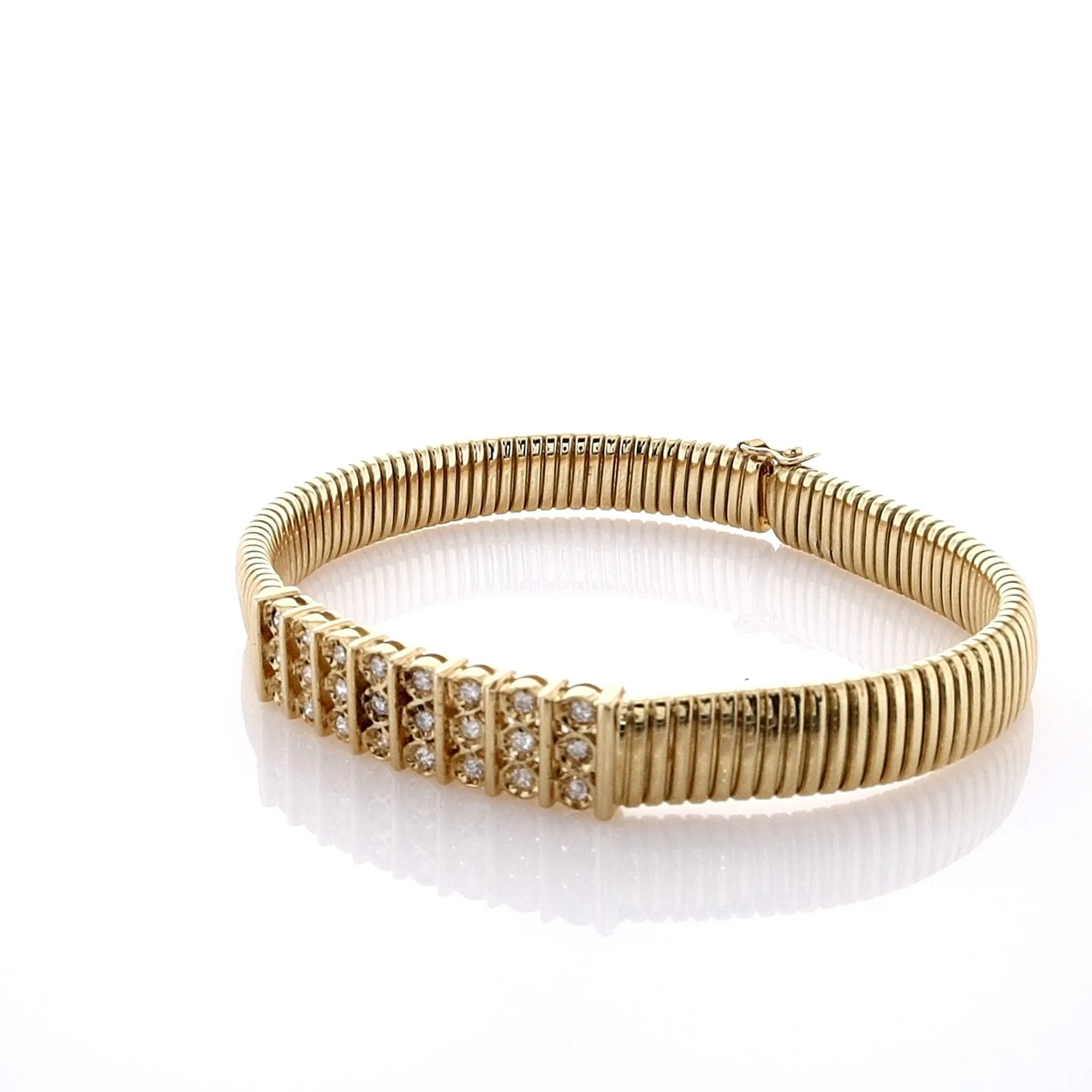 Estate 18k Yellow Gold Tubogas Link Diamond 7.5  Bracelet