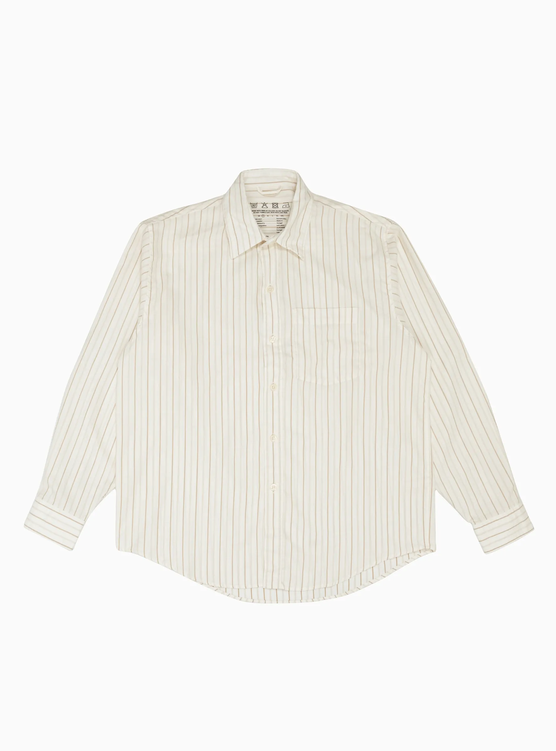 Executive Silk Shirt Beige Stripe