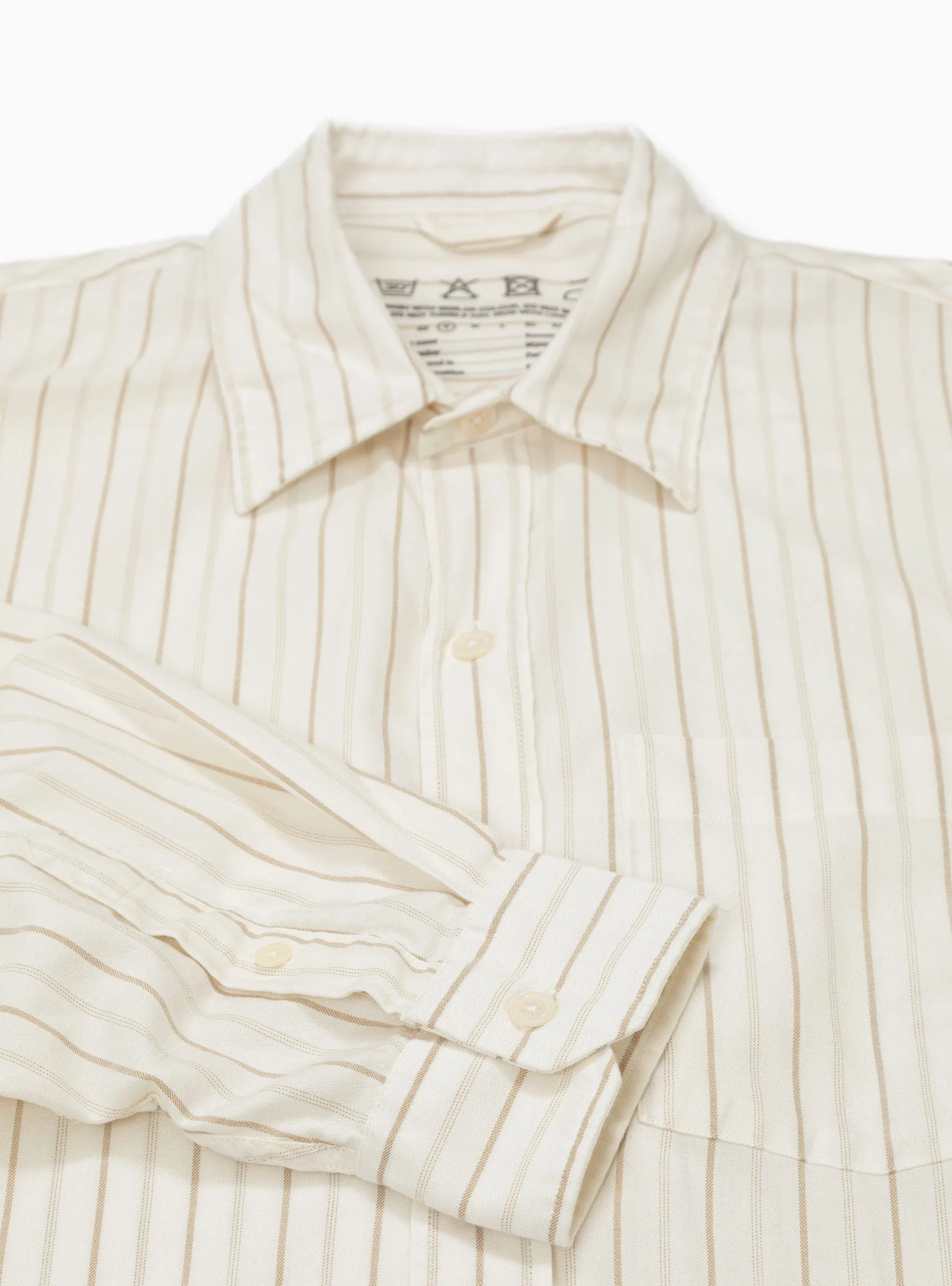 Executive Silk Shirt Beige Stripe