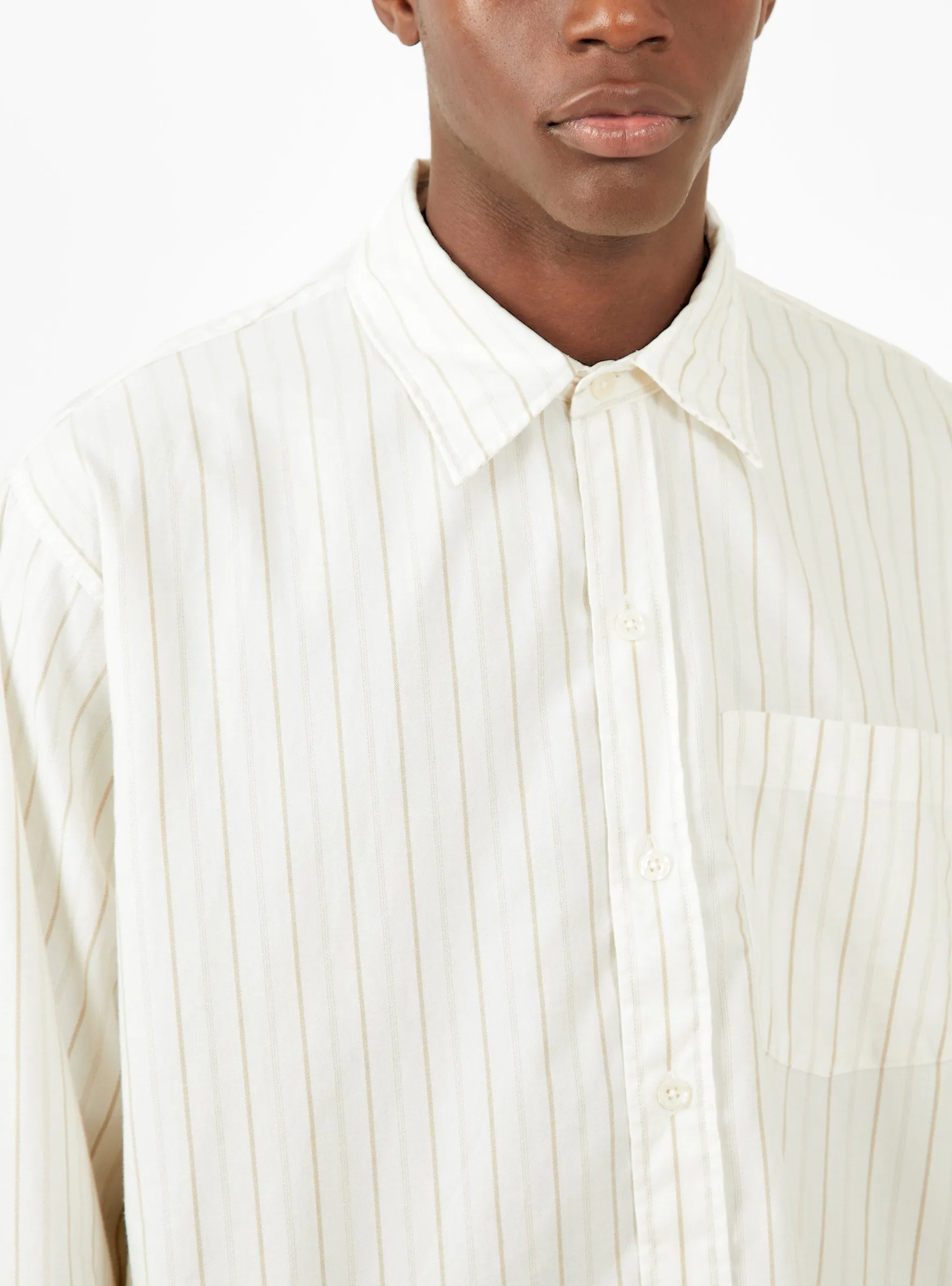 Executive Silk Shirt Beige Stripe