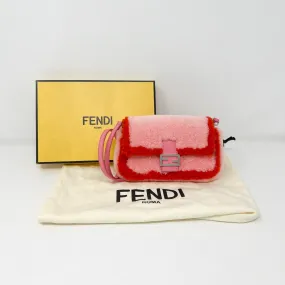 Fendi Micro Baguette Pink Shearling Fur Bag