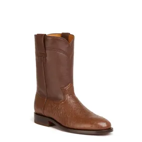 Gavel Men's Galveston Smooth Ostrich Roper Boots - Tobacco