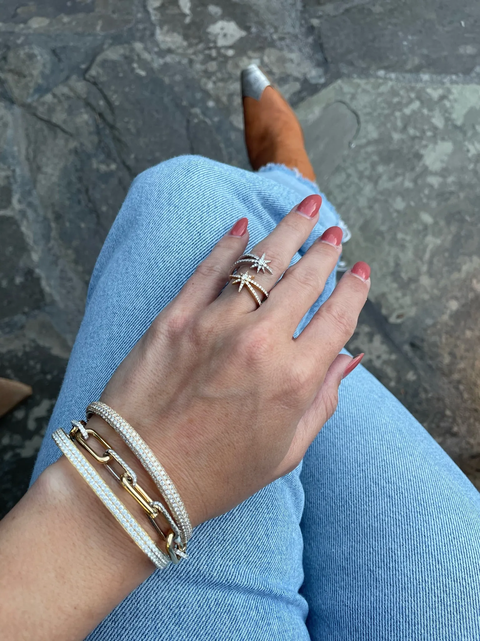 Gold Chain Link and Diamond Bracelet