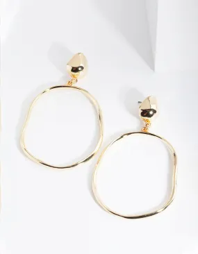 Gold Plated Door Knocker Circle Earrings