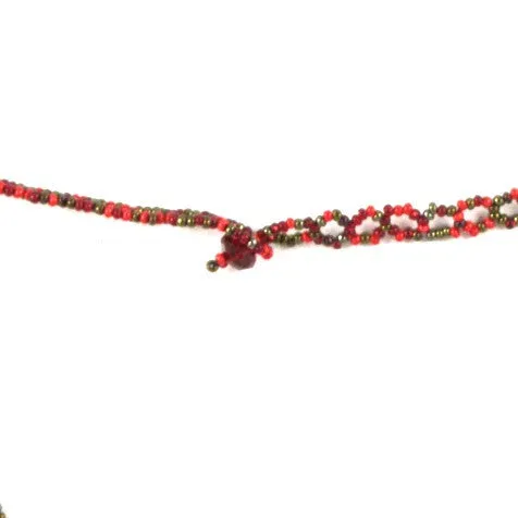 Hand Beaded Necklace - Shimmering Red